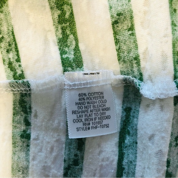 💜3/&30 Femme Large Green/White Stripe Burnout Tank Lace Trim - Picture 9 of 10